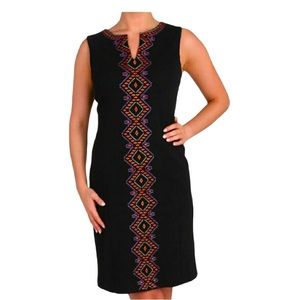 Peter Nygard Embroidered Black Sheath Dress Petite